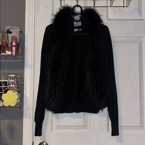 Diane Von Furstenberg Black Jacket with Faux Fur